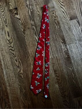 Vintage Stuart Ashley Christmas Necktie 100% Cotton Made in USA Candy Cane Holly